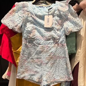 Bardot Kids Light Blue Eyelet Romper